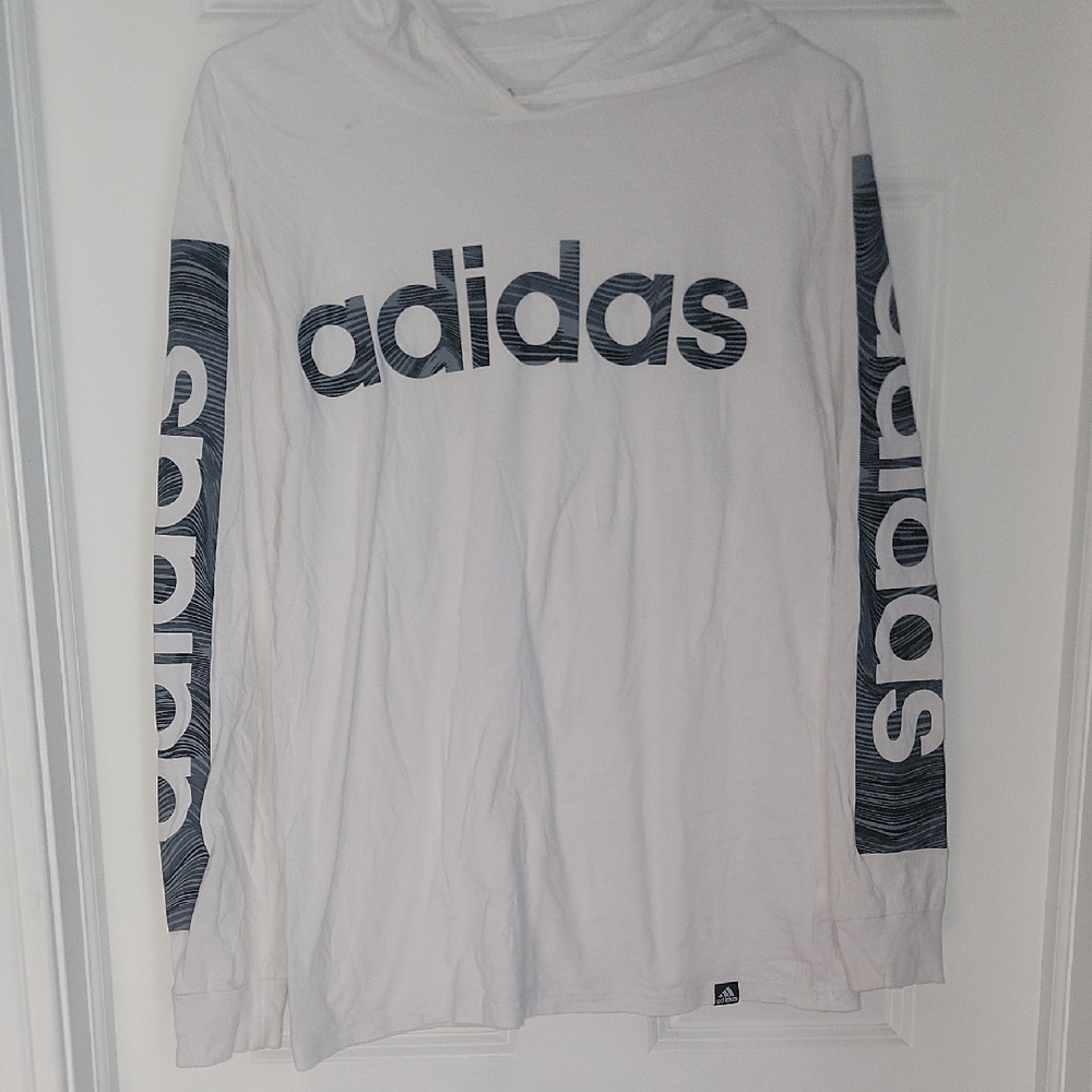 Adidas White Long Sleeve Hoodie